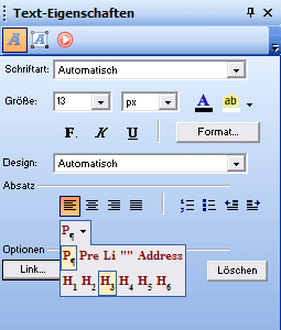 berschriften zuweisen in NOF